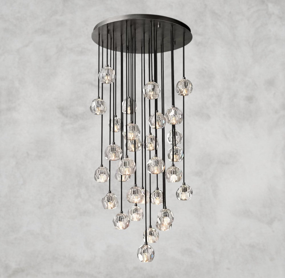 Boule De Cristal Clear/ Smoke Glass Round Cluster Chandelier 14", 19", 24", 30", 40"